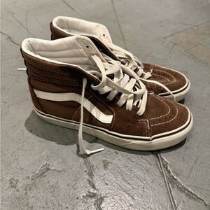 Vans Men's Brown and White High-Top Sneakers